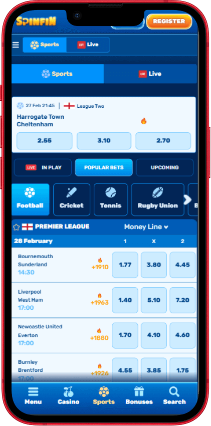 Spinfin Casino Sport